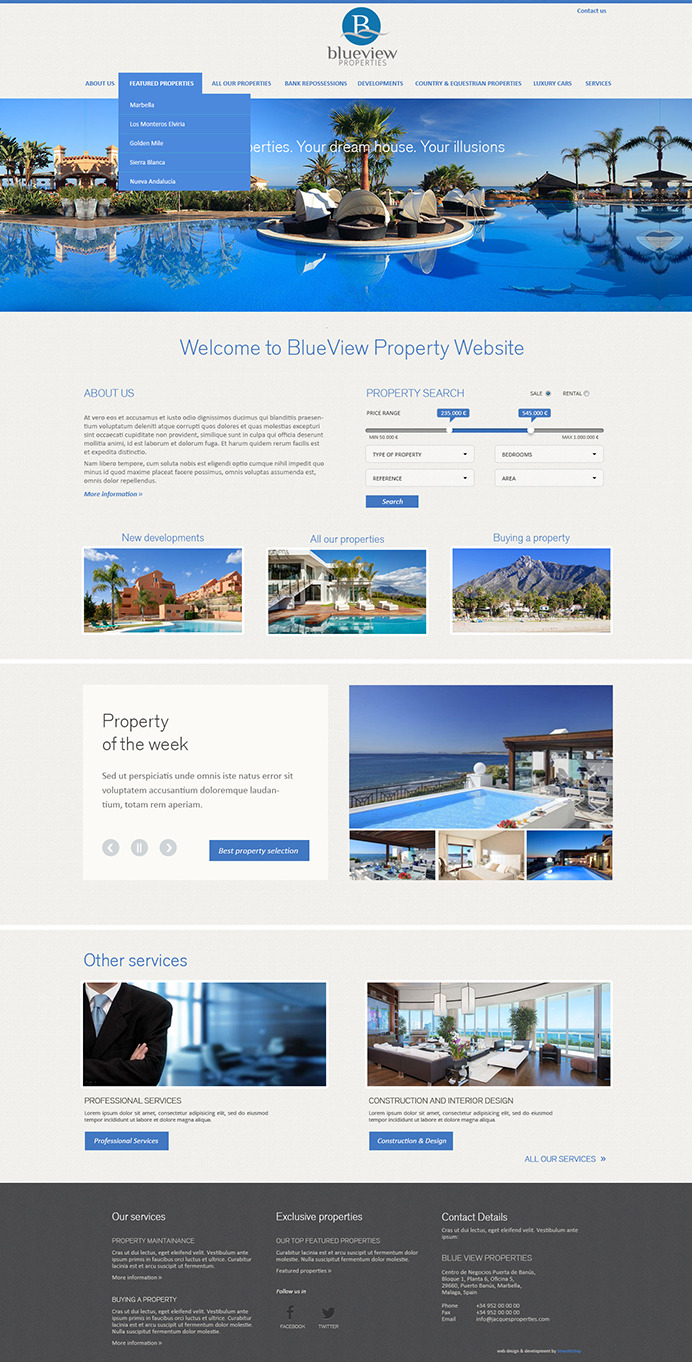 Elegant real estate website based on our property administration software
