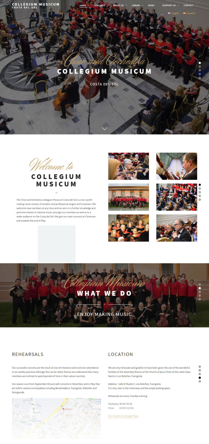 Music website design for Collegium Musicum orchestra in Costa del Sol