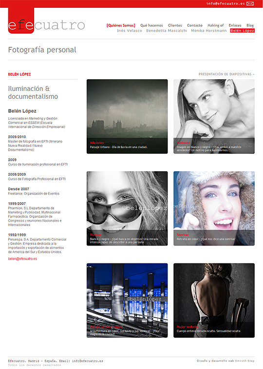 Diseño minilalista y programación de pagina de fotografía