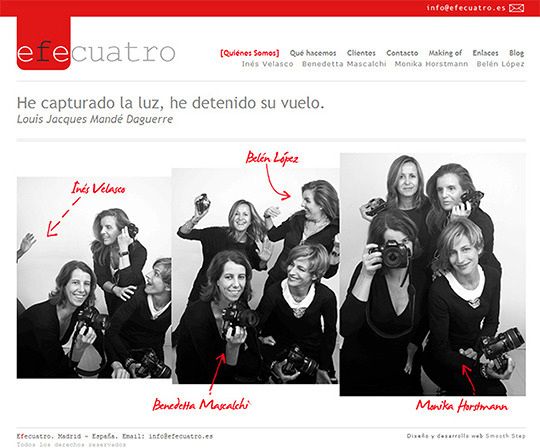Diseño de página de fotografía Efecuatro