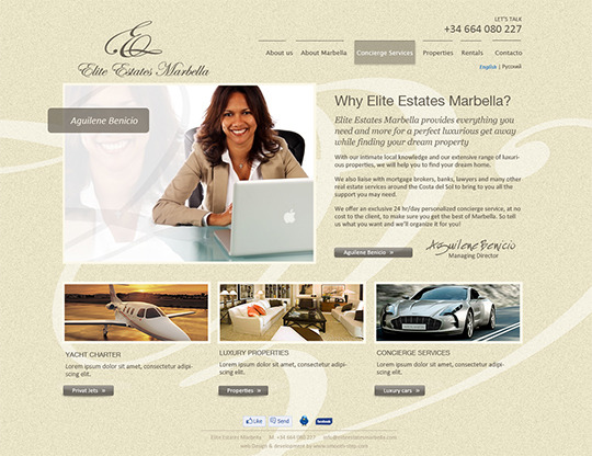 New design for website offering concierge and real estate services in Marbella