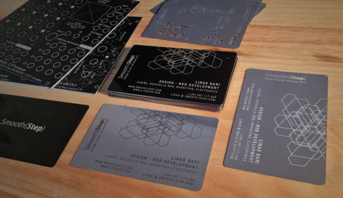 Laser engraved business cards for our web design works in Marbella