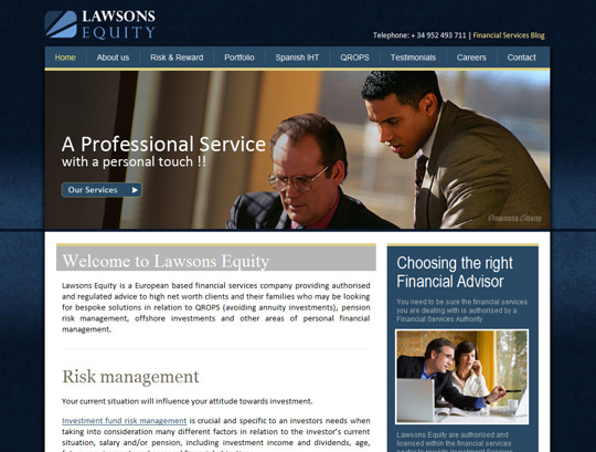 Financial services website based in Costa del Sol, Spain