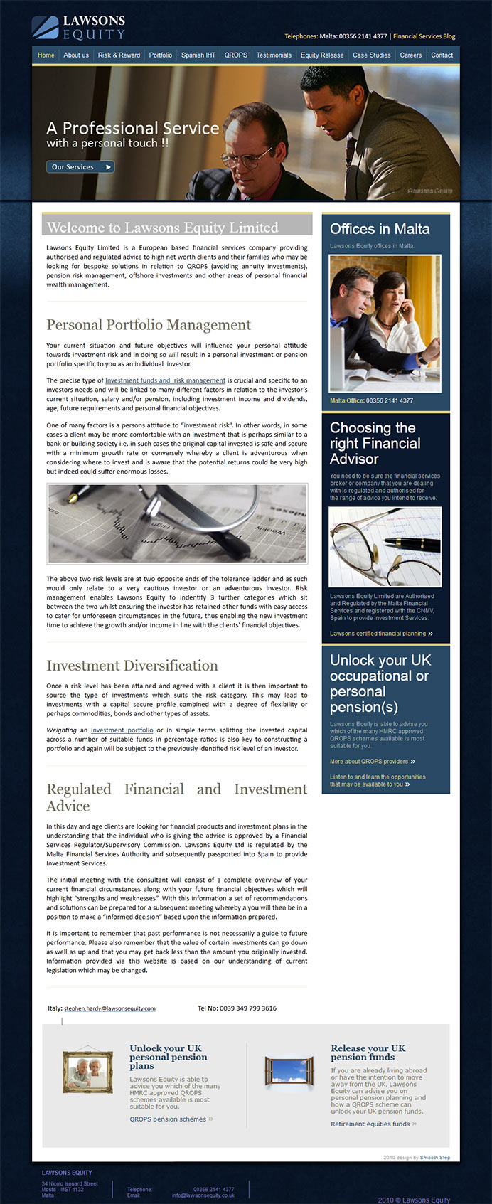 Lawsons financial website design