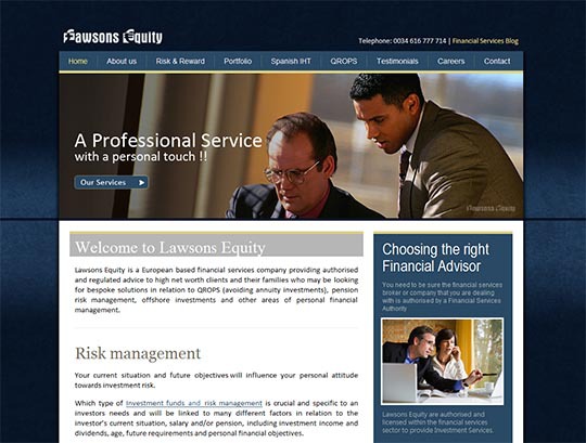 Página web de servicios financieros en la Costa del Sol