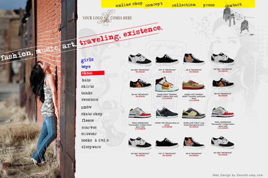 Product listing example for an e-commerce fashion shop