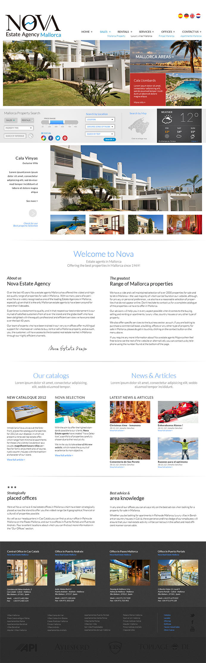 Diseño web moderno para un sitio web de agencia inmobiliaria en Mallorca