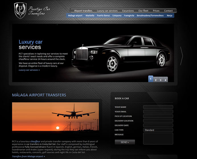 Web design, SEO marketing and content manager based development for transportation company based in Marbella