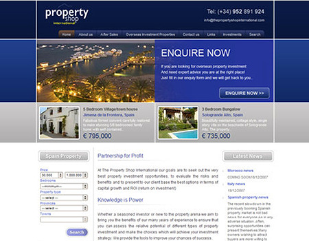 Página web de The Property Shop International