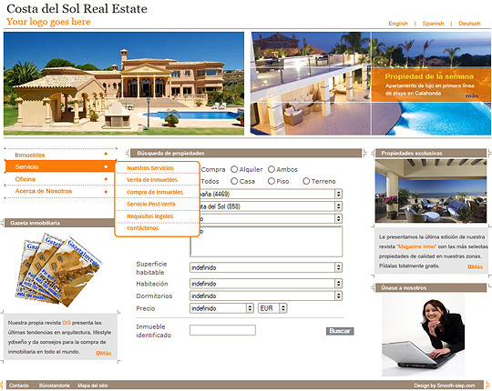 Real estate website design example