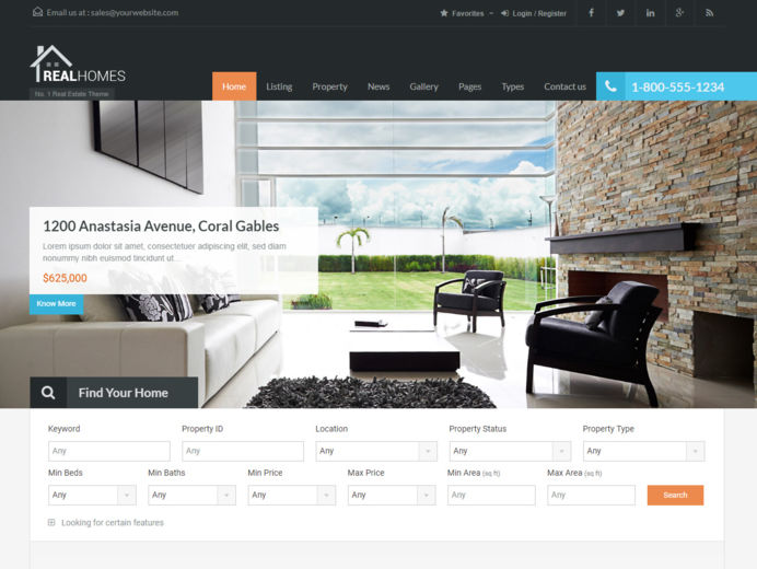 Realhomes real estate template with open source property manager