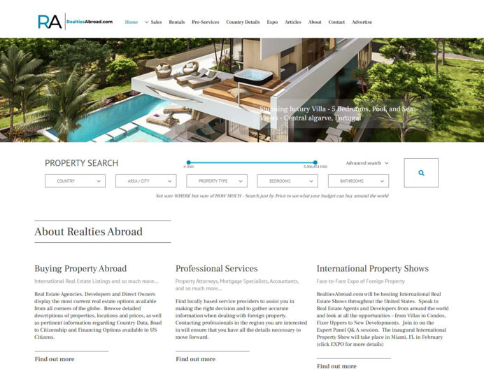 Exclusive real estate website design for US market