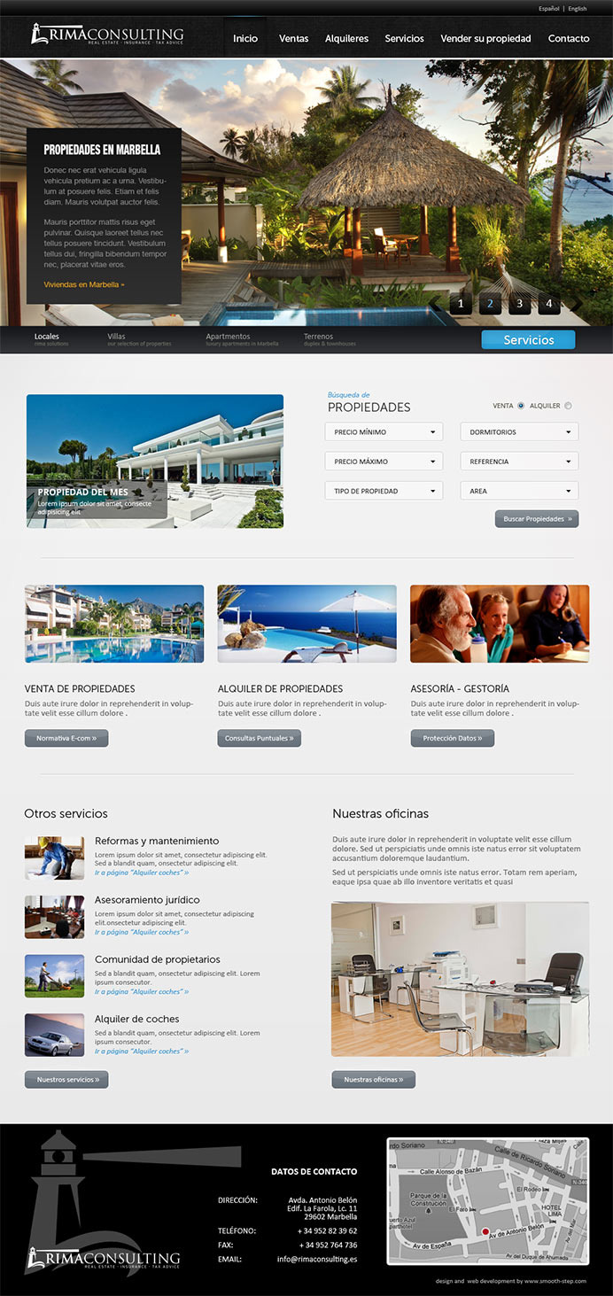 Web design for a real estate agency in Marbella