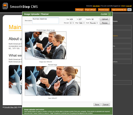 Smooth Step CMS photo resizer screenshot