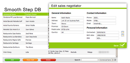 Software de gesti&oacute;n de empresas basado en Smooth Step DB
