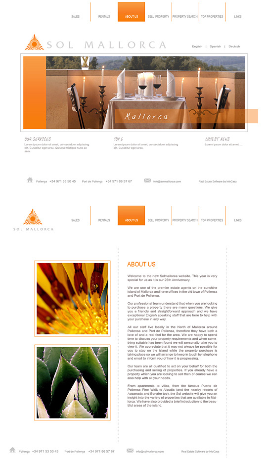 Lightweight real estate design for an agency based in Mallorca