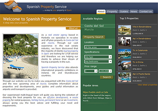 Real estate web site that specializes in re-sales and off-plan property in Costa del Sol and Murcia