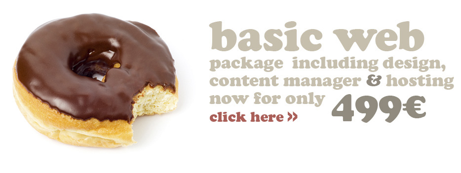 Basic web package includes web design & development based on content manager with first year of web hosting now for only 499 €