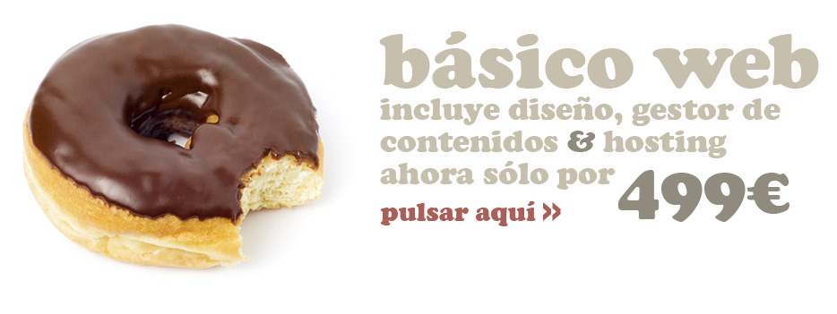Paquete básico web incluye diseño y desarrollo web con gestor de contenidos y primer año de alojamiento por solo 499 €