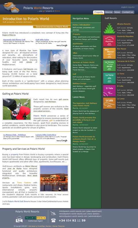 Dise&ntilde;o web Polaris World Resorts