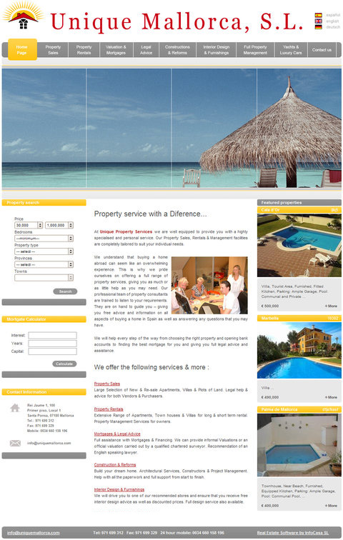 Dise&ntilde;o web para Unique Mallorca
