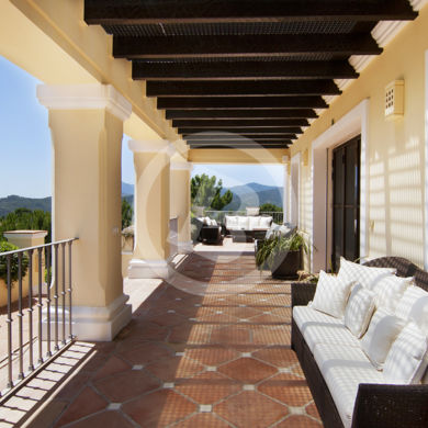 Real estate photography perspective outside terrace in Marbella