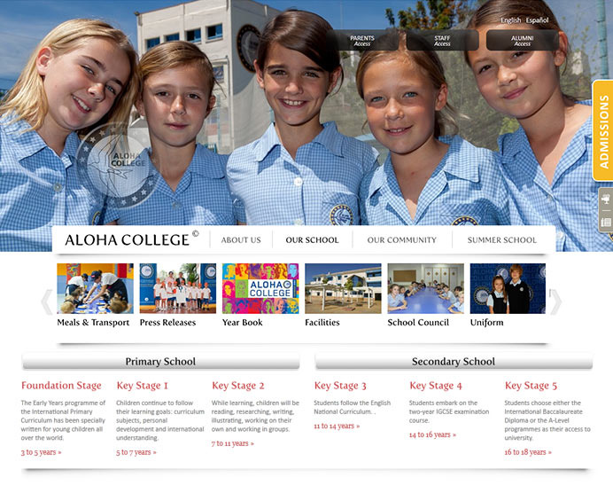 Aloha College website design