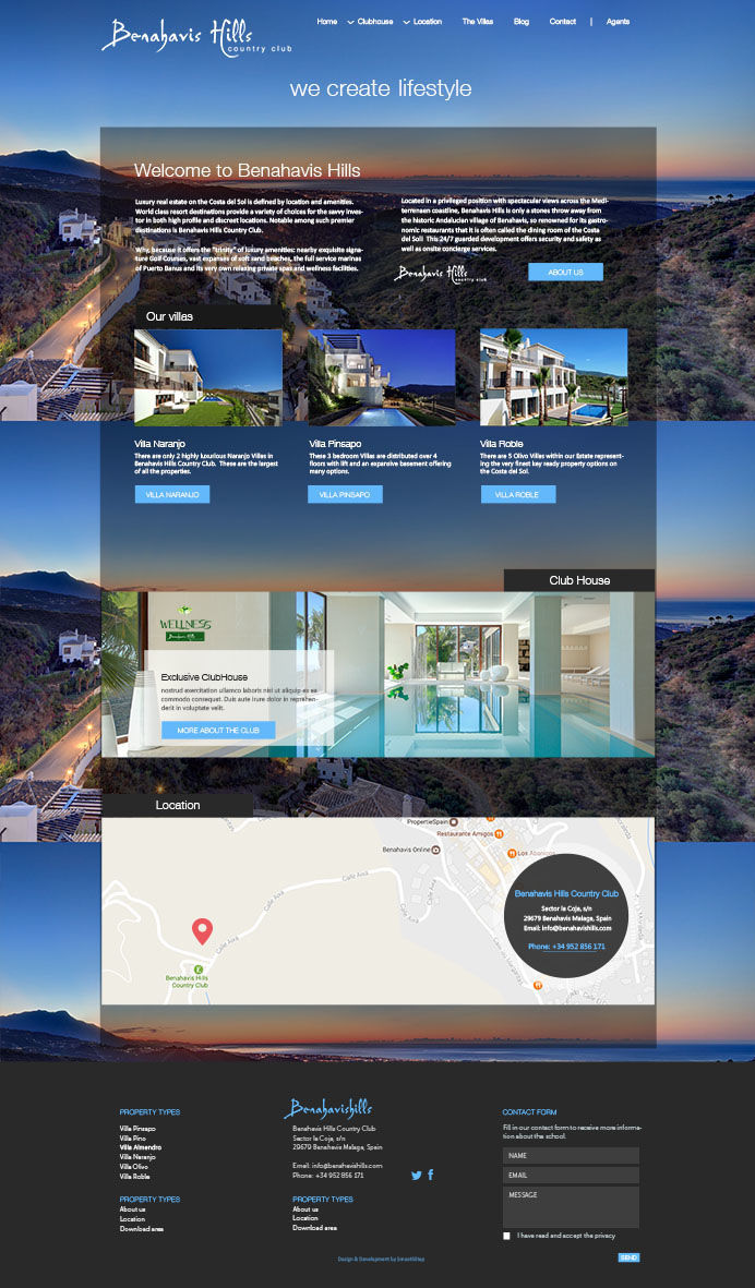 Elegante diseño de página web para complejo inmobiliario Benahavis Hills 