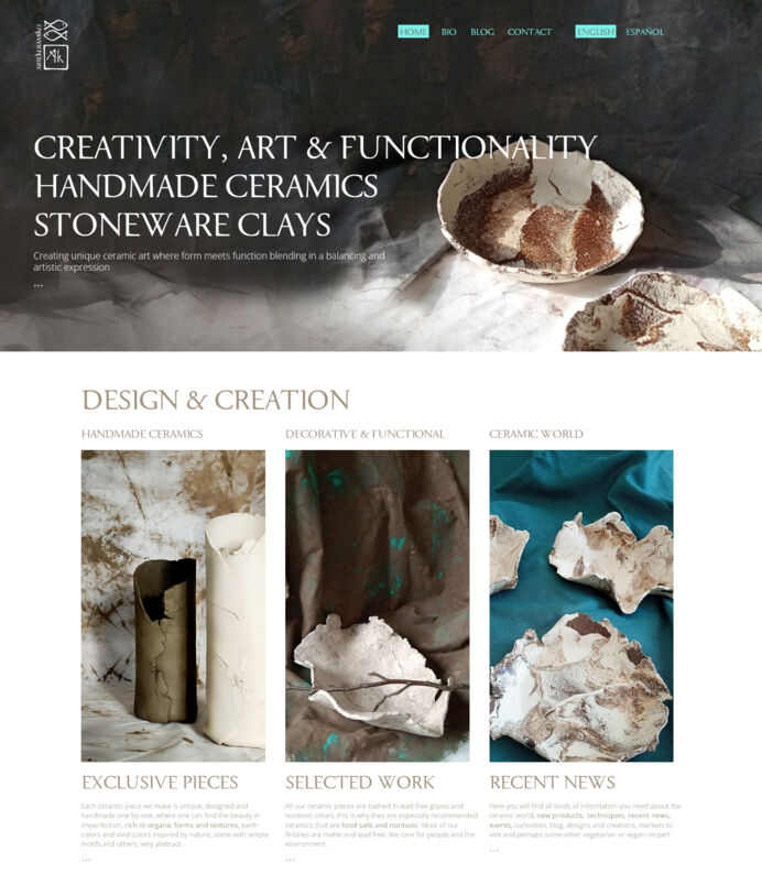 Web design and development for Artekeramiko website for ceramics studio based in Málaga and Berlin