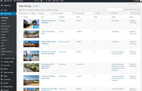 Web interface of our database management software