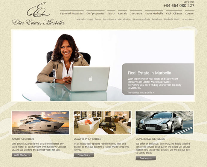New design for website offering concierge and real estate services in Marbella