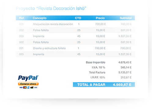 Factura PDF con pasarela de pago generada con nuestro programa de facturación