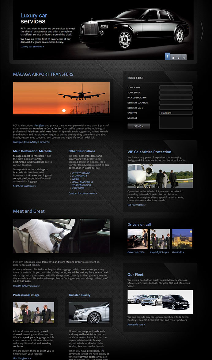 Diseño web para empresa que ofrece traslados y transportes exclusivos en la Costa del Sol
