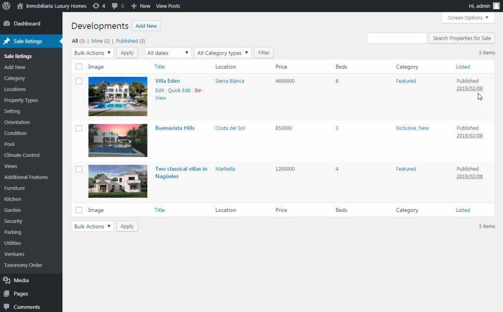 Real estate websites with Resales Online and Infocasa integration