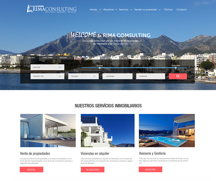 Desarrollo de página web inmobiliaria para agencia en Marbella con nuestro diseño exclusivo