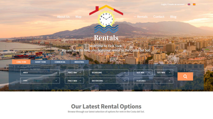 Página web exclusiva de alquileres inmobiliarios diseñada para empresa en la Costa del Sol