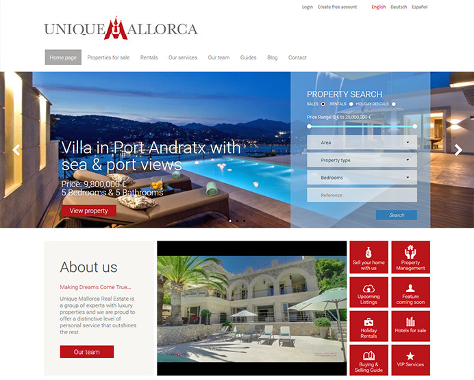 Large real estate website development based on our latest property manager